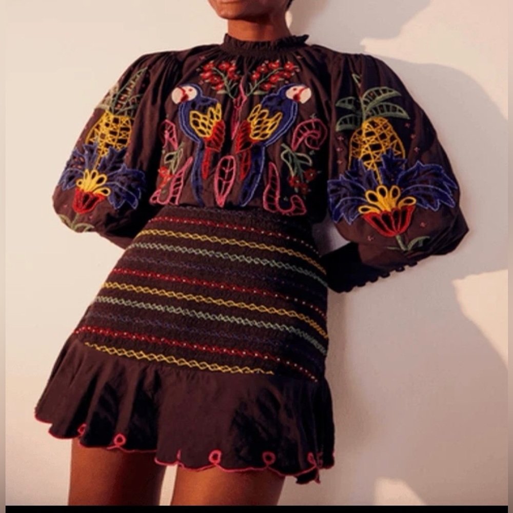 FARM RIO Tapestry Embroidered Minidress SIZE: SMALL - Picture 3 of 4